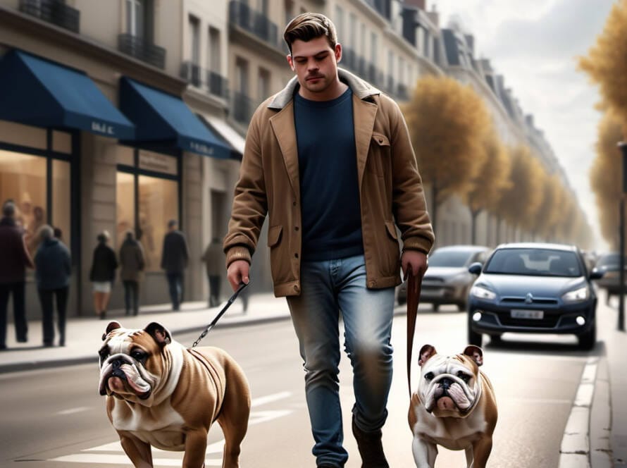 Stressed dogs during walk